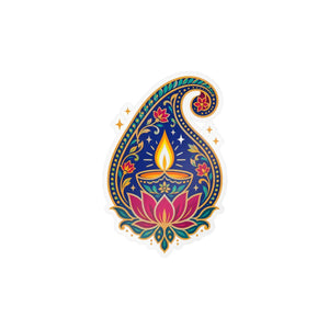 Paisley diya lotus kiss-cut vinyl decal - home decor decals