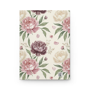 Floral Peonies Hardcover Journal — Vintage Pink Botanical Notebook