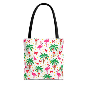 Tote Bag — Tropical Flamingo Palm Print Beach Tote