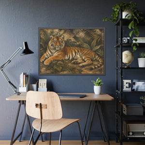 Framed paper poster – resting tiger in tropical jungle - posters