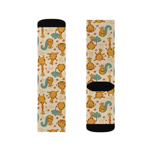 Cute Giraffe Pattern Sublimation Socks — Fun Animal Crew Socks for Kids & Adults