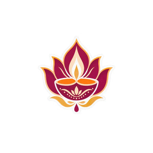 Lotus diya kiss-cut vinyl decal - home decor decals