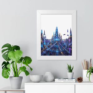 Dipaliz a futuristic city framed vertical poster - posters prints & visual artwork