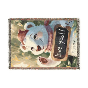 Love You polar bear blanket in a nursery