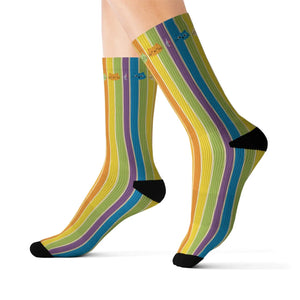 Colorful Rainbow Stripe Cats Sublimation Socks