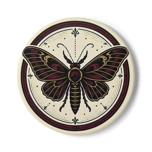 Vintage Moth Ceramic Coaster — Gothic Butterfly Drink Coaster