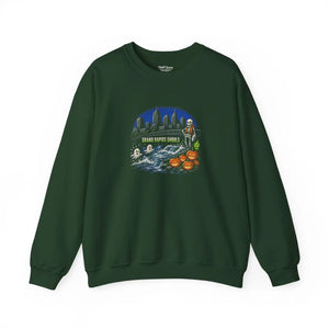 Haunted halloween grand rapids skyline crewneck sweatshirt - sweatshirts
