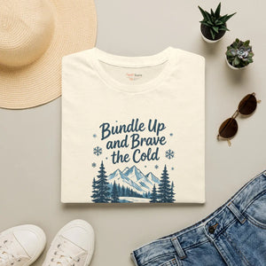 Bundle Up and Brave the Cold T-Shirt — Winter Mountain Pine Graphic Tee