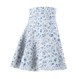 Capri Blue Micro Floral Skater Skirt - Movement Essential - Dipaliz - All Over Prints