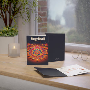 Personalized, Diwali Greeting Card – 'Happy Diwali' Rangoli & Diyas (Single or Bulk Pack)