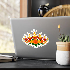 Diwali floral diyas kiss-cut vinyl decal - home decor decals