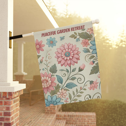 Peaceful Garden Retreat with Spring flowers, Garden & House Banner