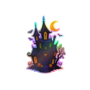Haunted halloween castle kiss-cut vinyl decal - home decor decals