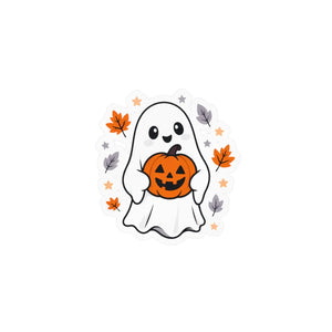Cute ghost pumpkin halloween kiss-cut vinyl decal - home decor decals
