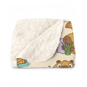 Cute capybara Sherpa Blanket – Cozy Animal Pattern Throw for Kids & Pet Lovers