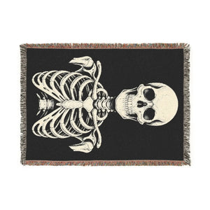 Gothic skull design on a DipaliZ woven blanket, offered in three throw sizes
