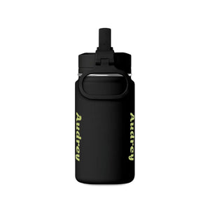 Pink Mini Water Bottle with Cute Frog "Toad-ally Slick" Design — Personalized Kids Straw Bottle