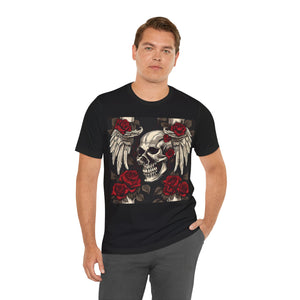 Skulls, Roses and wings for Halloween , Unisex Jersey Short Sleeve Tee