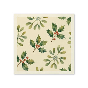 Holiday Holly & Mistletoe Napkins — Christmas Party Paper Napkins