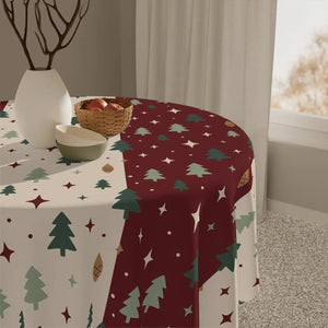Christmas Tree Stripe Tablecloth — Festive Holiday Dining Decor