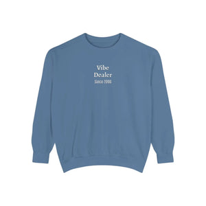 Personalized, Vibe Dealer Garment-Dyed Sweatshirt — Soft Vintage Blue Crewneck