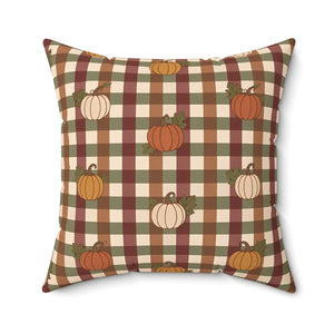 Autumn Pumpkin Plaid Pillow