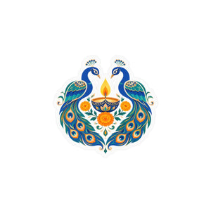 Peacock diya kiss-cut vinyl decal - home decor decals