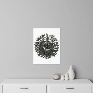 Botanical Moon Wall Decal — Crescent Moon & Stars Floral Sticker