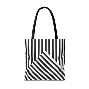 Black striped, AOP Tote Bag