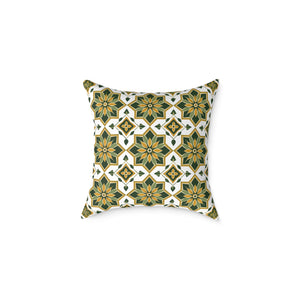 Green and Gold Geometric Floral Accent Pillow