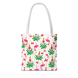 Tote Bag — Tropical Flamingo Palm Print Beach Tote