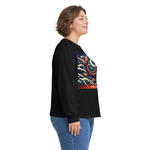 Japanese koi dragon ocean waves “keep moving” long sleeve tee - t-shirts