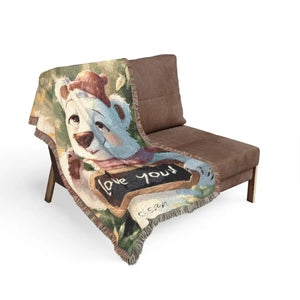 DipaliZ Love You polar bear cotton woven blanket