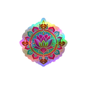 Colorful lotus mandala kiss-cut vinyl decal - home decor decals
