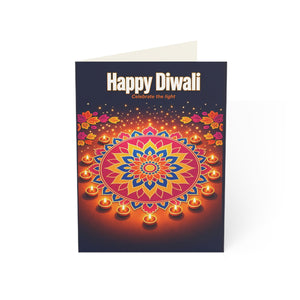 Personalized, Diwali Greeting Card – 'Happy Diwali' Rangoli & Diyas (Single or Bulk Pack)