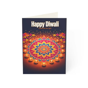 Marigold orange on deep indigo in the DipaliZ Diwali card artwork