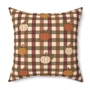 Autumn Pumpkin Plaid Pillow