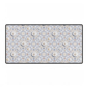 Floral Moon Pattern Desk Mat — Large Decorative Mousepad for Home Office