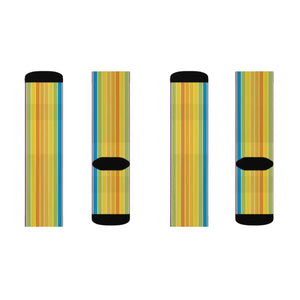 Colorful Rainbow Stripe Cats Sublimation Socks