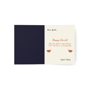 Personalized, Diwali Greeting Card – 'Happy Diwali' Rangoli & Diyas (Single or Bulk Pack)