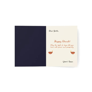 Personalized, Diwali Greeting Card – 'Happy Diwali' Rangoli & Diyas (Single or Bulk Pack)