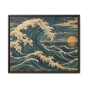 Framed canvas wall art vintage japanese great wave ocean print - printable