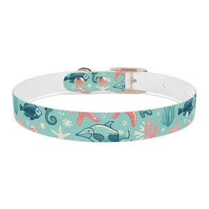Sea Life Dog Collar — Aqua Fish & Coral Pattern for Pets