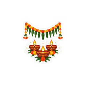 Diwali diyas and marigold toran kiss-cut vinyl decal - home decor decals