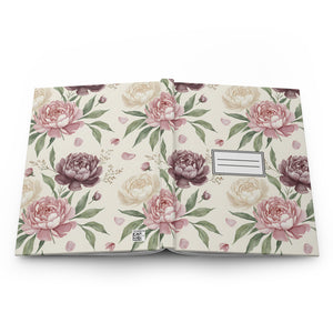 Floral Peonies Hardcover Journal — Vintage Pink Botanical Notebook