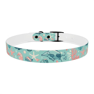 Sea Life Dog Collar — Aqua Fish & Coral Pattern for Pets