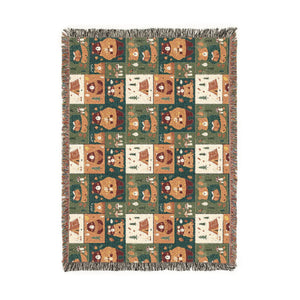 Cozy Cabin Patchwork Woven Blanket — Rustic Lodge Throw for Living Room & Cabin Decor