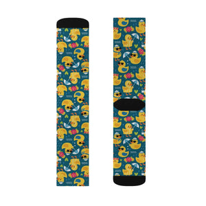 Rubber Duck Pattern Socks — Cute Yellow Duck Sublimation Crew Socks