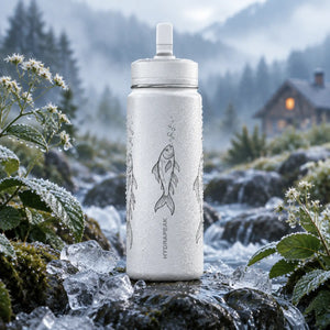 Fish Sketch Water Bottle — Illustrated Koi Design, Leak‑Proof Sports Bottle