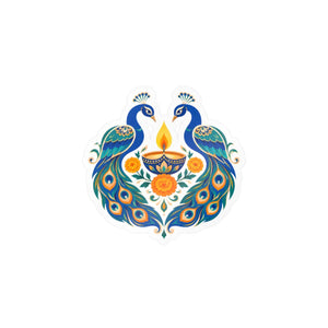 Peacock diya kiss-cut vinyl decal - home decor decals